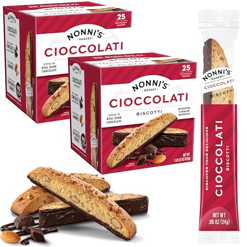 Nonni's Biscotti Value Pack, Cioccolati Dark Chocolate Almond, 50 Count