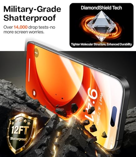 Image of TORRAS for iPhone 17 Pro Screen Protector | Mil-Grade Shatterproof Screen Guard | 9H+ Aerospace Tempered Glass | Anti-Scratch Full Coverage Fit | Bubble Free | One-Step Installation | 6.3''2 Packs