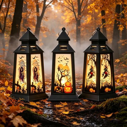 Decoracion Halloween Linterna Calabaza, 3 Unidades Calabaza Velas LED | Decoracion Halloween Linterna, Calabaza Halloween Sin llama para Decoración Halloween en Interiores Exteriores