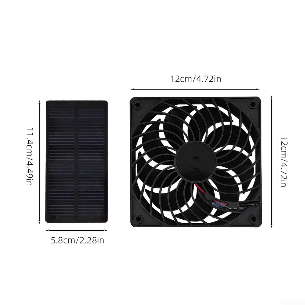 Solarpanel-Ventilator mit polykristallinem Panel, kompakter Luftzirkulator für Gewächshaus, Schuppen, Terrasse oder Camping, effiziente Temperaturkontrolle, geringes Gewicht für Design für enge Räume