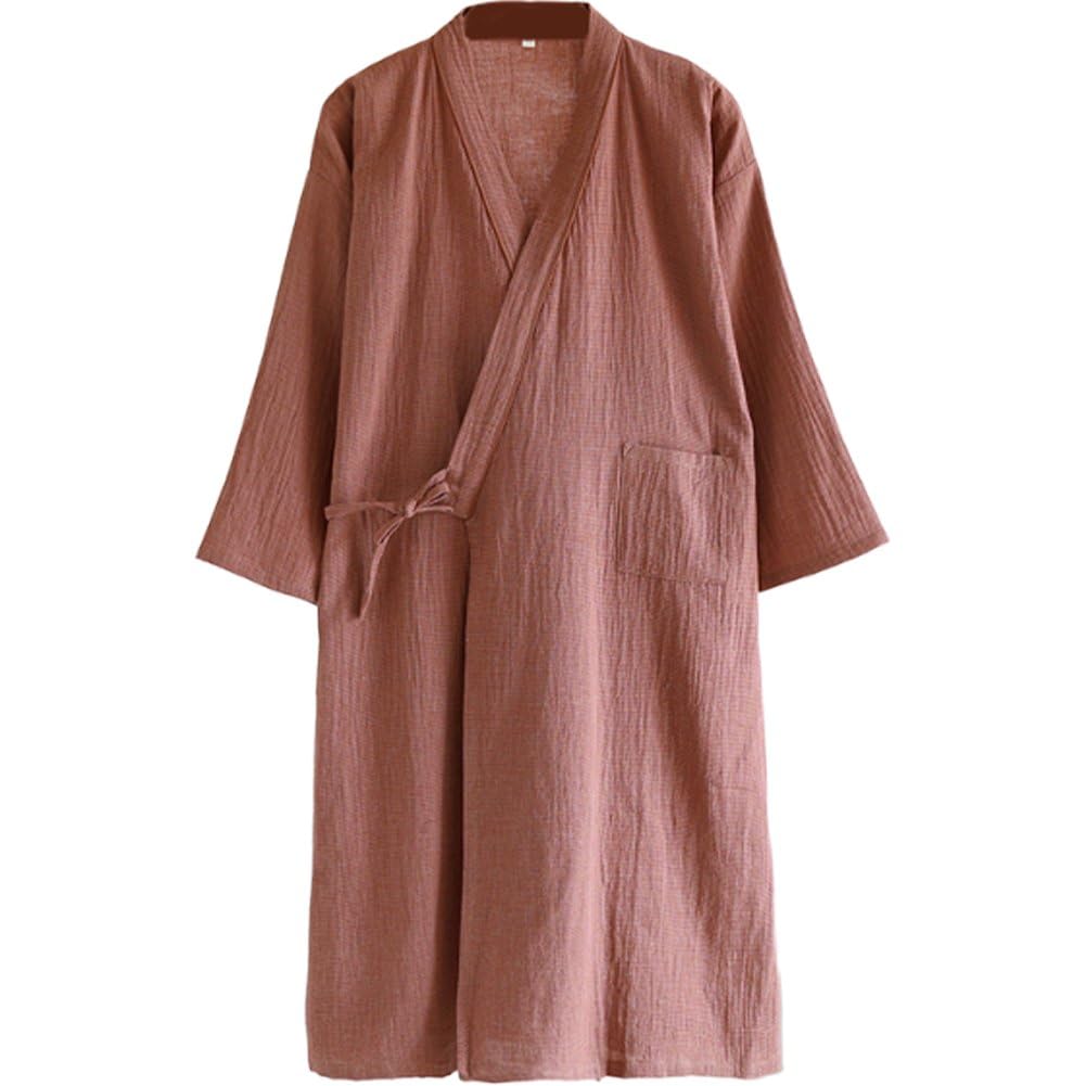 Stakee Men's Japanese Kimono Robe Cotton Gauze, Soft Sleepwear Loungewear Nightwear Lightweight Yukata Bathrobe for Spring Summer