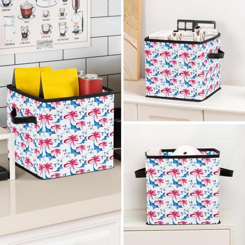 Boîte de rangement cube pliable au motif nœud rouge esthétique et robuste - 8