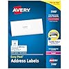Avery Easy Peel Printable Address Labels with Sure Feed, 1 x 2-5/8 Customizable Stickers, White, 3,000 Blank Mailing Labels, Great for Mailing, Shipping, and More (5160)