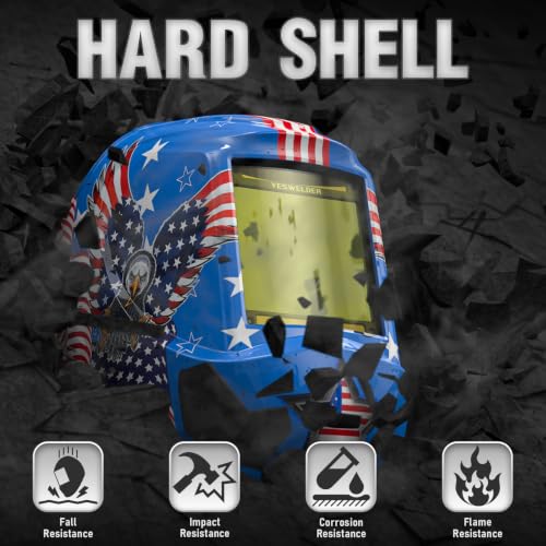 Image of YESWELDER Large View Auto Darkening Welding Helmet, Blue Light Blocking, 1 /1 /1 /1 True Color Solar Powered Welder Hood Mask with 4 Arc Sensors, Wide Shade 3 /5-9 /9-13 for TIG MIG ARC CUT and GRIND