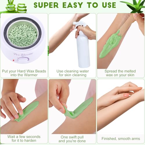 Image of PURPLESKY Wax, 1.5lbs Coarse Hard Wax for Hair Removal, Green Brazilian Waxing for Body and Face, Suitable for Leg, Chest, Back with Wax Sticks