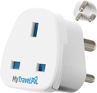 UK to India Plug Adapter | MyTravelPal® UK to India Travel Adapter | UK To India Adaptor For India, Sri Lanka, Nepal Etc | Type D Indian Plug Adaptor