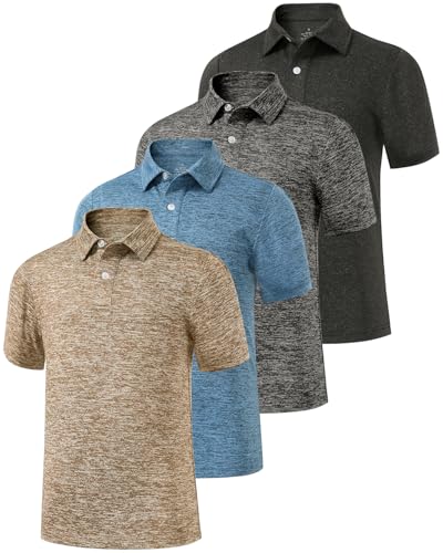 Ullnoy Boys Short Sleeve Polo Shirt Moisture Wicking Golf Shirt ...