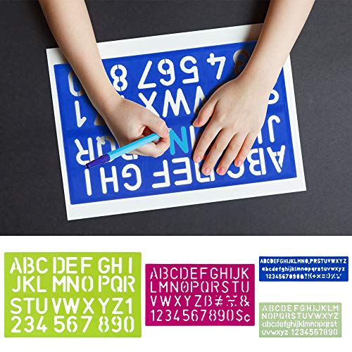 Kesote 5 sjablonen lettersjablonen cijfers, alfabet belettering handwerk kunststof herbruikbaar voor kinderen knutselen… - Image 4