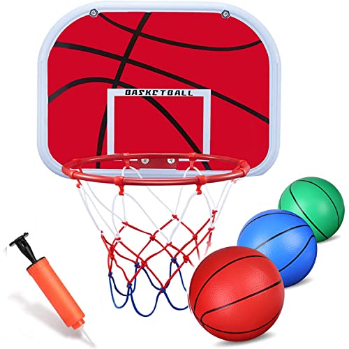 Indoor Mini Basketball Hoop Set for Kids, Play Basketball Hoop for Door With 3 Small Replacement Basketballs, ABS Backboard Metal Rim Goal Sport Party Activity Toys For Kids Adults Indoor (13.4x9.8'')