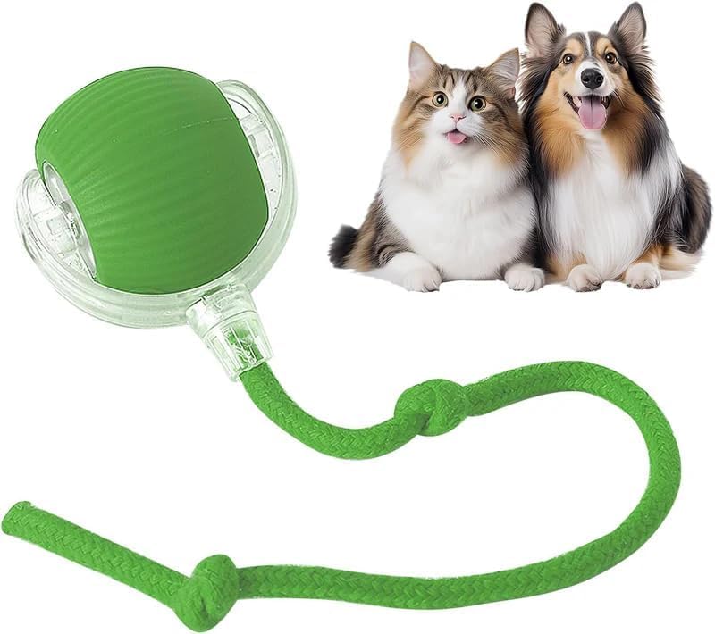 Interactive Dog Ball, Interactive Cat Toys, Electric Automatic Toys for Cats, Active Rolling Smart Dog Ball, Rechargeable Moving Toys, Stimulate Cats' Hunting Instincts, All Floors Available (Green)