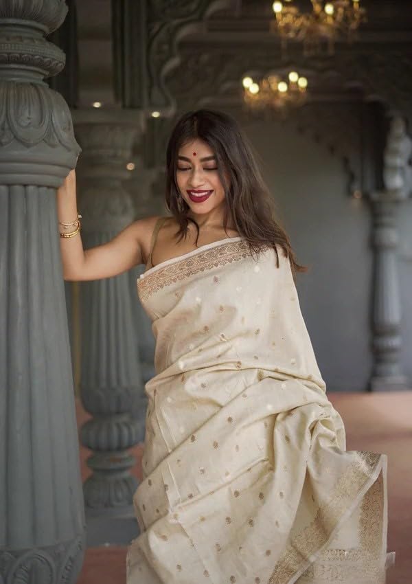 Image of Flosive inchBanarasi Kanjivaram Style Art Silk Saree for Women with Jacquard Weaving, Soft Fabric, Rich Pallu and Blouse Piece inch