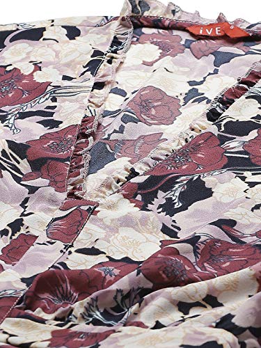 Image of IVES Women's Printed Polyester Full Sleeves | V Neck | Regular Fit Crop Top