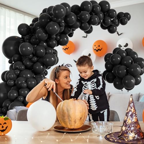 Black Balloons, 114pcs Matte Black Latex Balloon Garland Arch Kit, 18 12 10 5 Inch Different Sizes Pack for Graduation Halloween Anniversary Birthday Father’s Day Party Decorations - Image 5