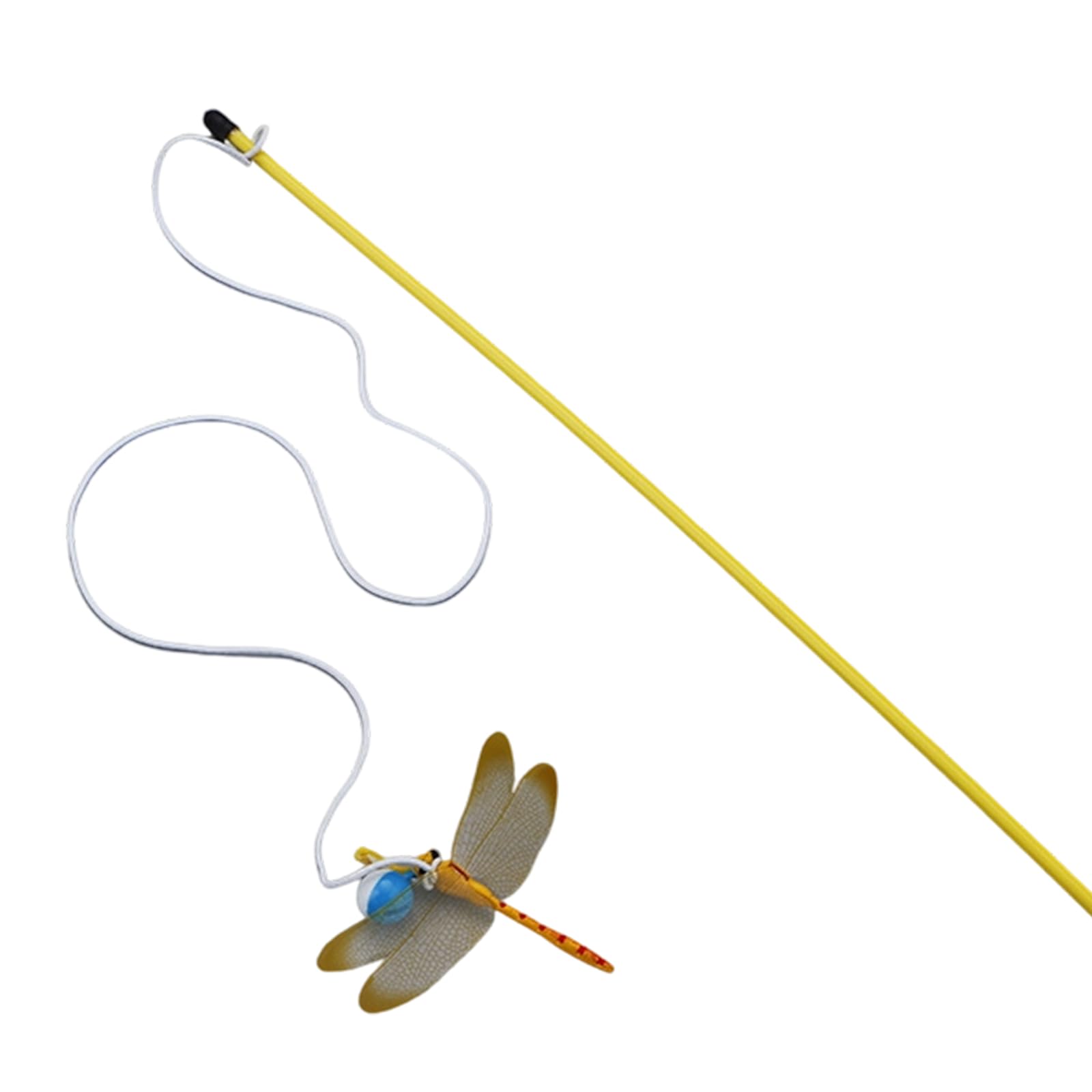 Lerpwige Realistic Dragonflies Cats Toy with Bells Teaser Wand for Funny Interactive Teaser Wand Stimulate Iron Rod Play Toy