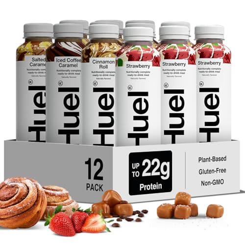 Huel Ready-to-Drink | Meal Replacement Drink Variety Pack | High Protein Drink | Nutritionally Complete, Low Sugar, High Fiber, Plant Based, Vegan, Healthy | 22g Protein Per Bottle, 16.9 Fl Oz (12 Pack)