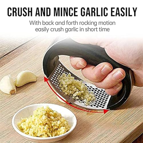 Image of Stainless Steel Garlic Press & Ginger Crusher | Easy to Use Rocking Mincer Tool for Quick Chopping & Crushing | Ergonomic, Durable & Dishwasher Safe Kitchen Gadget Single Pack