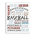 Stupell Industries Baseball Sports Terms Red Blue Typografie Kinder Hobby, entworfen von Kim Allen Wandschild, 33 x 48 cm