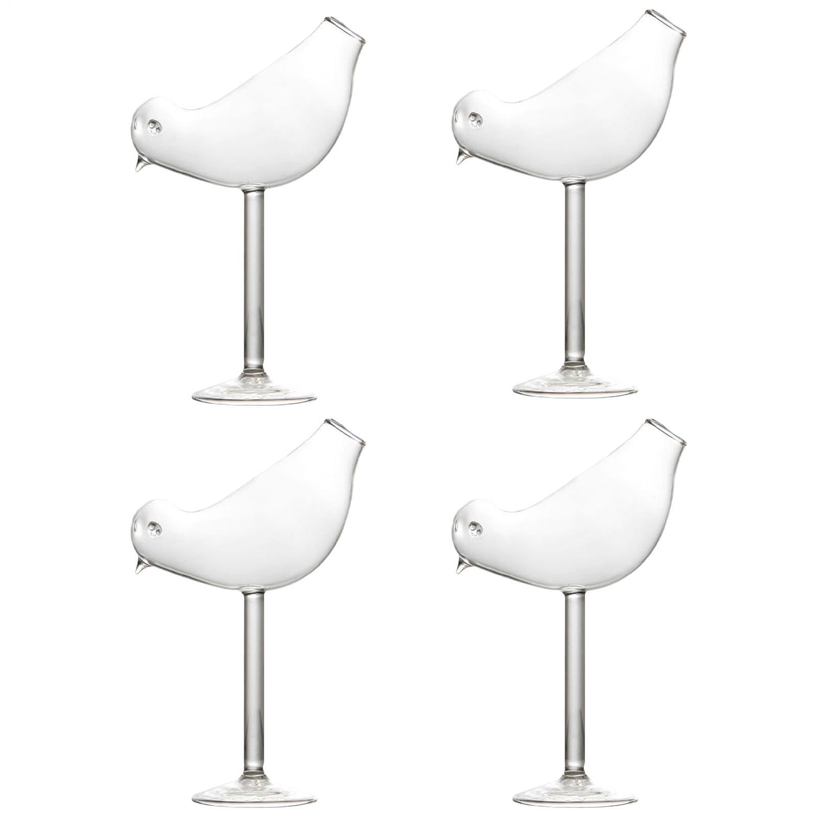Vasos de cóctel con forma de pájaro juego de 4 copas de cristal alto para licores y champán