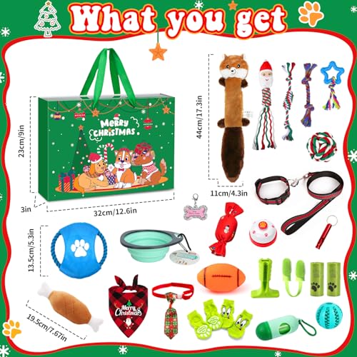 iZoeL Adventskalender für Hunde 2025 Weihnachtskalender 24 Hundespielzeuge Hundehalsband Spielzeug Weihnachten Geschenk Hundeliebhaber Wiederverwendbar Adventskalender Geschenke