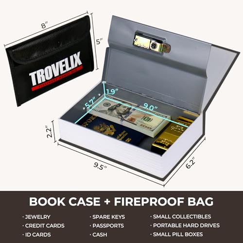 Sekam Coffre-fort à livre avec serrure à combinaison - 24 x 15 x 5,5 cm - Avec sac ignifuge - Coffre-fort secret - Boîte de rangement cachée - Boîte à livres creuse pour argent liquide (Les Misérables – vue 3