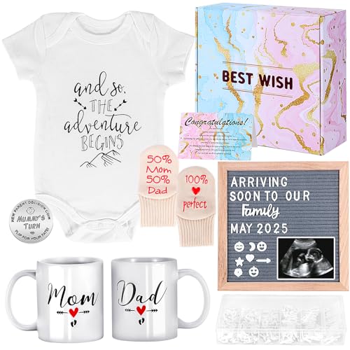LIAVOEIZ Gift for New Parents-New Mom Gifts for Women- Announcements Pregnancy Gifts for First Time Moms, Gender Reveal Gifts Basket for New Parents