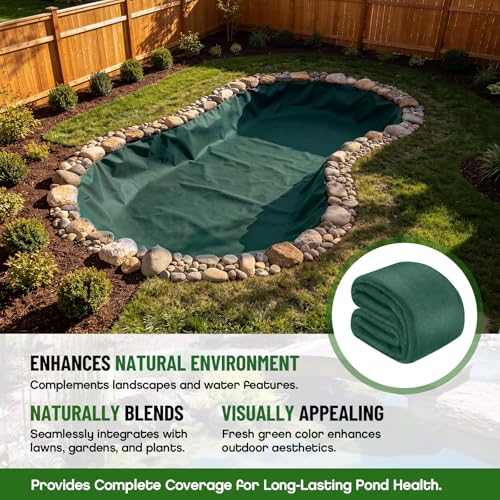 Image of Fanfanwin 10 x 15 ft Pond Liner Underlayment with 10 U-pins, 6oz, Green
