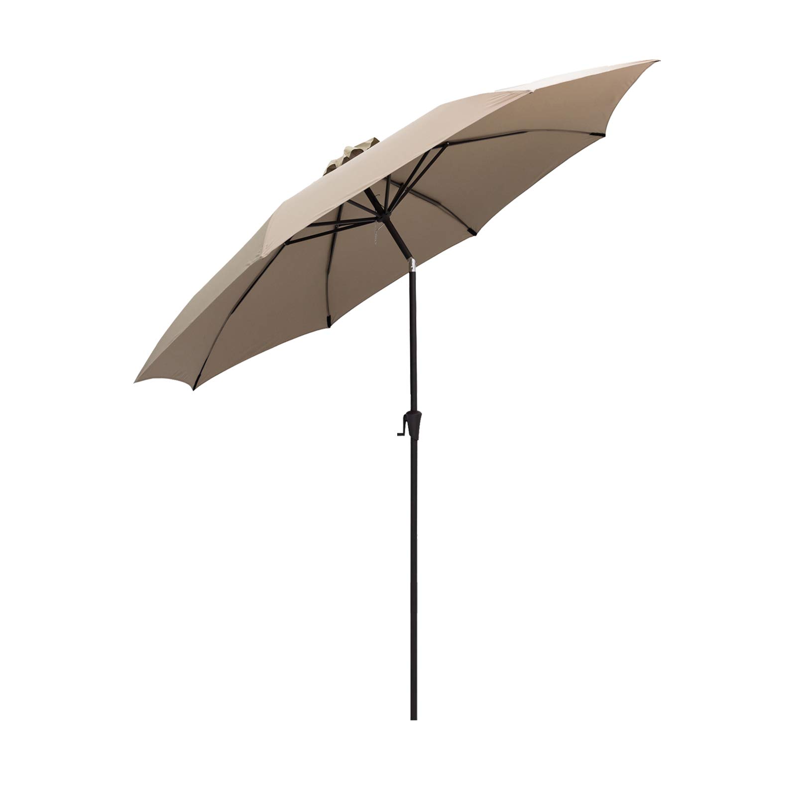 Photo 1 of (READ FULL POST) FLAME&SHADE 10.83-ft Aluminum Octagon Taupe Push-button Tilt Market Patio Umbrella **(STRIPES)**