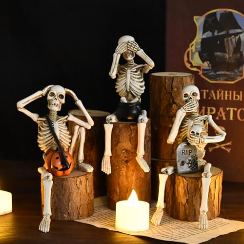 Set de 3 estatuas esqueleto decorativas de resina miniatura 3