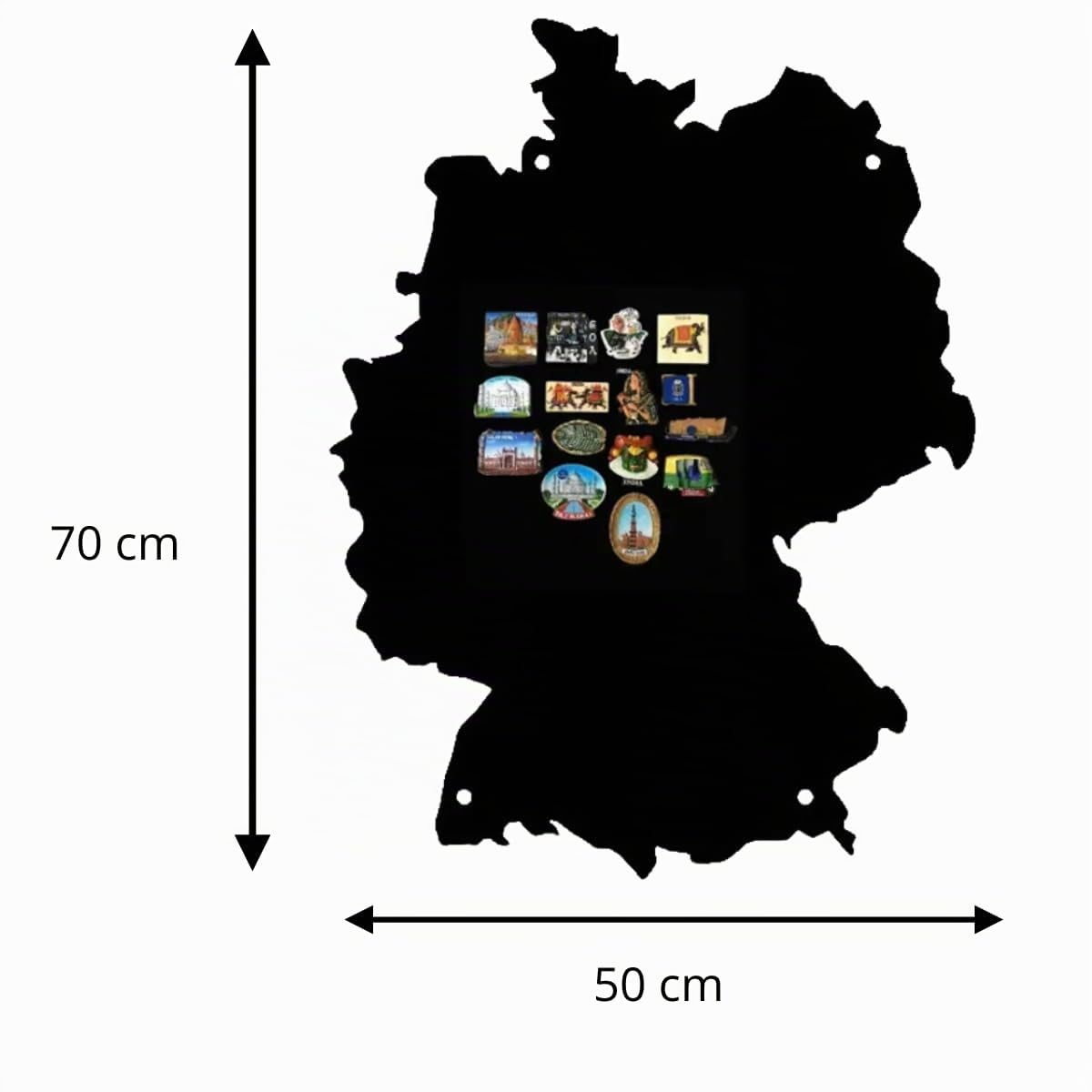 Magnettafel Deutschlandkarte - Magnetische Pinnwand 50x100 cm - aus Stahl - magnetisches Whiteboard - beschreibbare Tafel - inkl. Montageset - Schwarz
