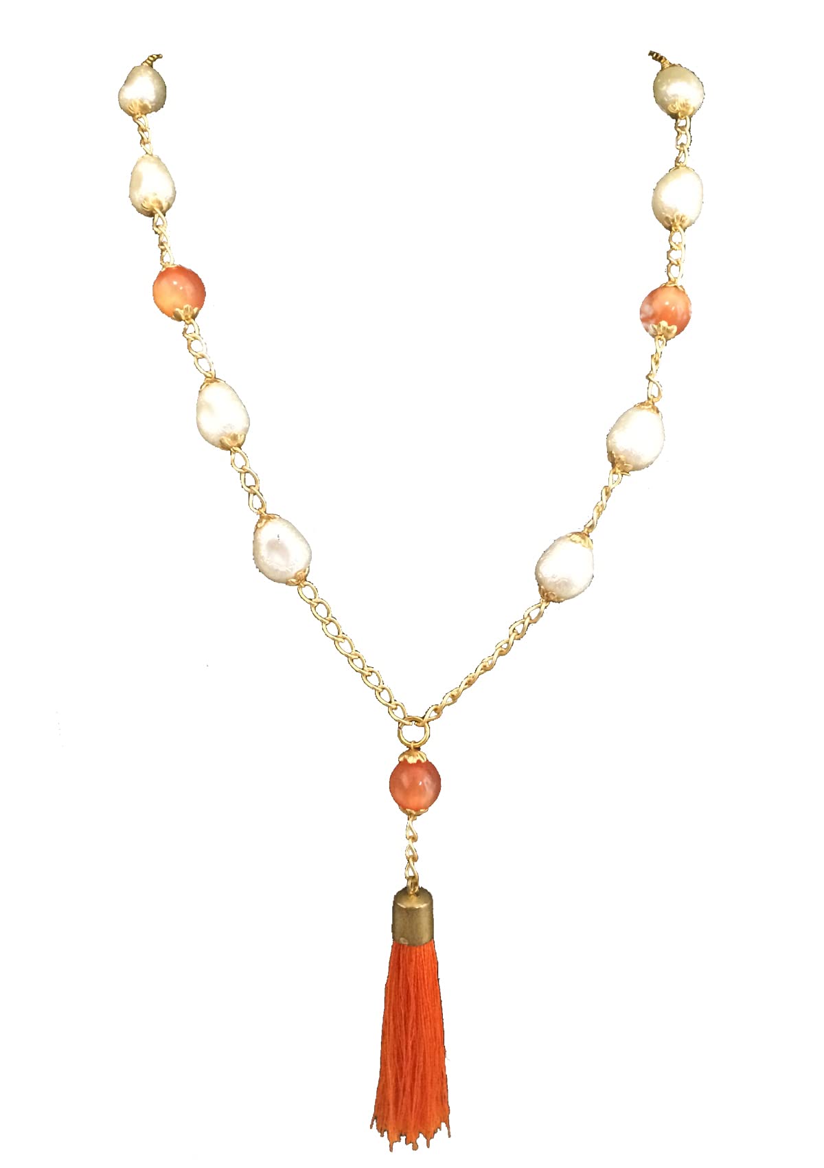 TE_White Moti Mala/Garland Pearl Mala White Pearl Moti Mala for Women Mala (White & Orenge) (B09J417TNG) Amazon Price History, Amazon Price Tracker