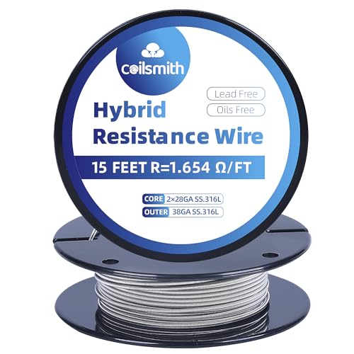 Hot Heating - Versatile 15ft Resistance Wire for Kilns, Pottery & Forging. Highly Resistant, Hybrid Core, Ideal for Prebuilt Coils & Fused Clapton Creations. Wire 316L 28x2+38ga
