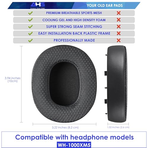 AHG Accessory House Global Almohadillas de Repuesto Premium XM5 Compatibles con Audífonos Sony WH-1000XM5 con Cancelación de Ruido. Fácil Instalación DIY | Gel Refrigerante | Extra Confort miniatura 3