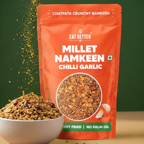 Image of Chatpata Chilli Garlic Millet Mixture | Crunchy & Healthy Namkeen Snack | Roasted & Diet-Friendly | Low GI & Weight Management Snack (Pack of 1-100gm)
