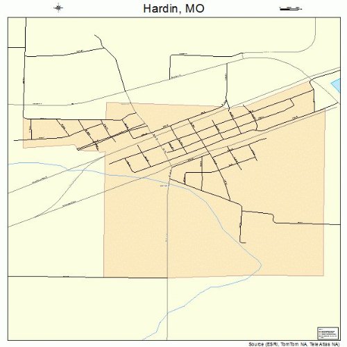 Large Street & Road Map of Hardin, Missouri MO Printed poster size