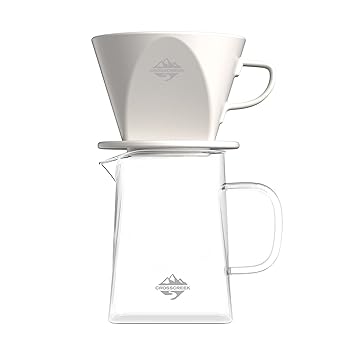 CrossCreek Pour Over Coffee Dripper Set, Stainless Steel Coffee Kettle, Glass Square Carafe, Ceramics Cof