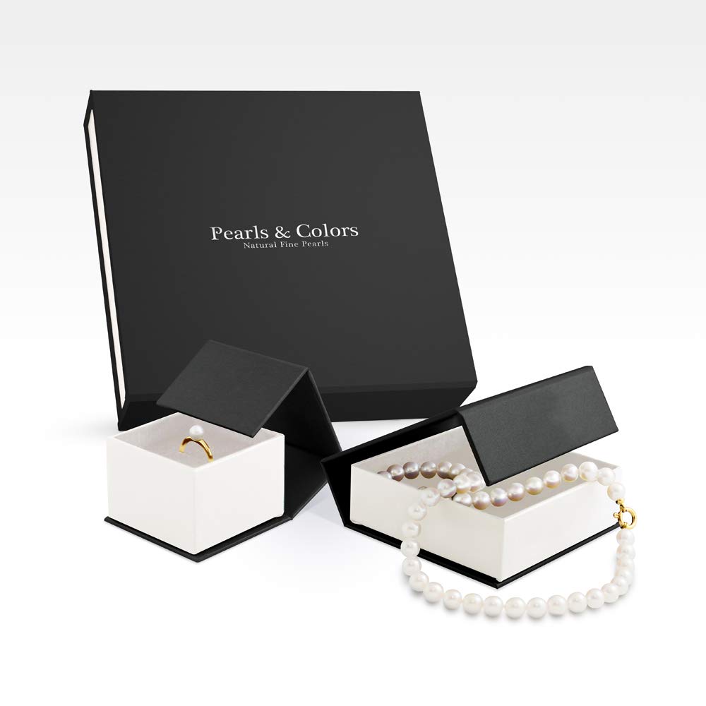 PEARLS & COLORS - Pendentif Diamant 0.010 Cts Véritable Perle de Culture de Tahiti Poire 8-9 mm - Qualité A+ - Disponible Or Jaune et Blanc - Chaîne Offerte - Bijou Femme - Écrin Offert