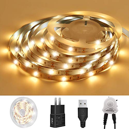 LED Strip Light, Topled 9.84ft Motion Sensor Flexible LED Tape Light (3000K Warm White) Under Bed Cabinet Night Lighting, Brightness Adjustable 2835 LED Rope Light for Home Hallway Bedroom Kitchen