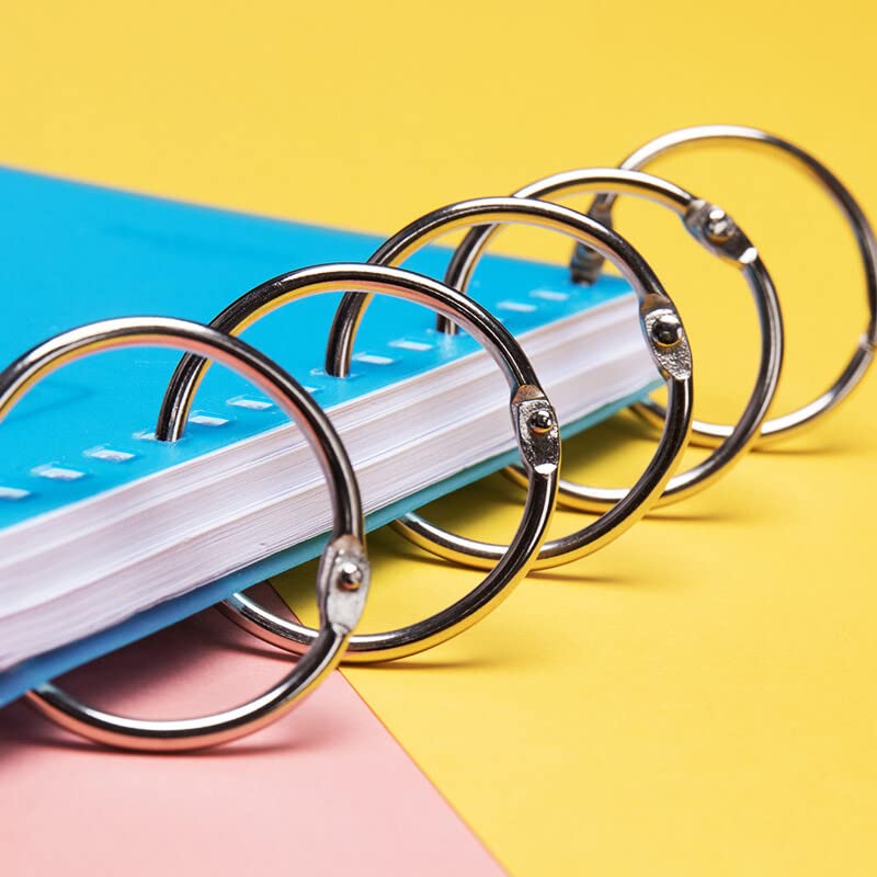 Loose Leaf Binder Rings,50 Pcs Metal Book Ring Index Cards Key Chain Rings Split Ring Photo Clips Loose Leaf Rings, For Notebook Scrapbook Album Craft DIY,40mm