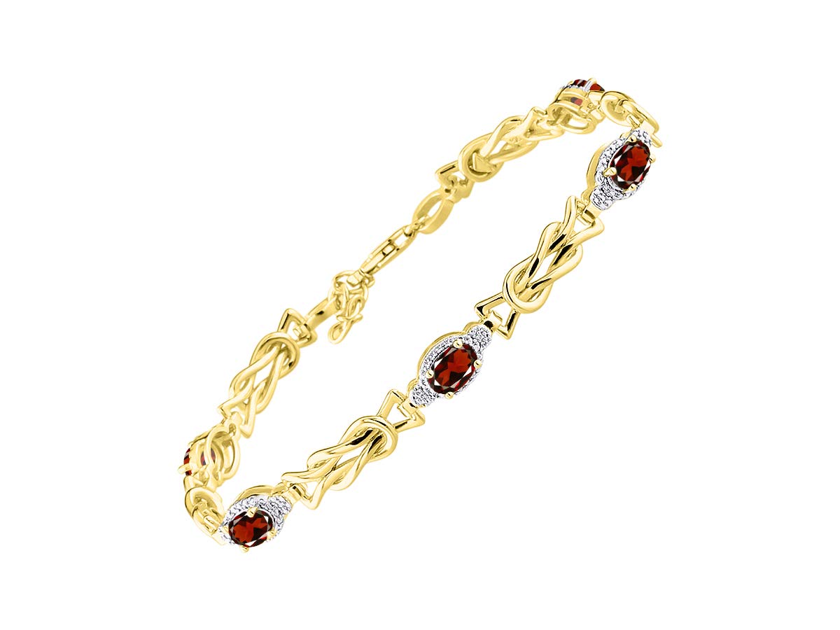 RYLOS Bracelets for Women Yellow Gold Plated Silver Love Knot Tennis Bracelet Gemstone &amp; Diamonds Adjustable to Fit 7"-8" Wrist, 5 Gorgeous 6X4MM Jewelry for Women Friendship Bracelets