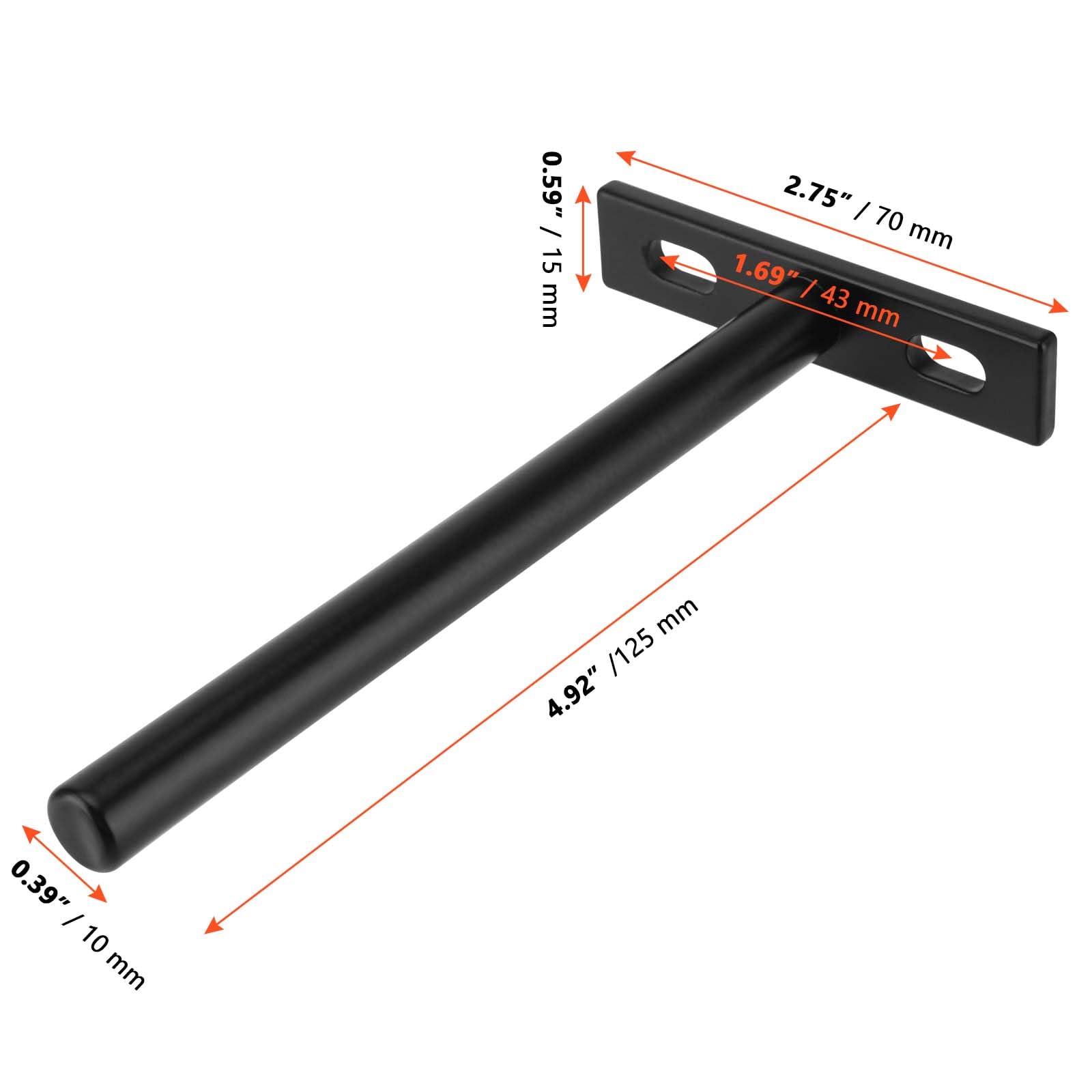 SINJEUN 10 Staffe Per Mensole Galleggiante A Parete, 12,7 Cm, Nascosto Supporto Per Mensola, In Metallo A Forma Di T, Con Viti E Tubi Di Espansione, Nero - Foto 2