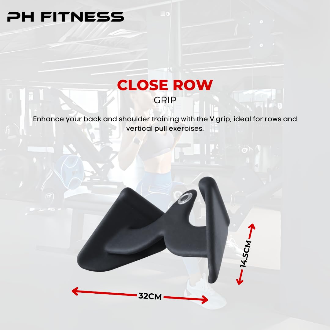 PH Fitness Zestaw Uchwytów do Wyciągu – 5 i 7 Akcesoria do Atlasu i Treningu Pleców – Drążek Lat Pulldown z Opcjonalnym Stojakiem – Gryf na Siłownię (Multigrip Set - 5)