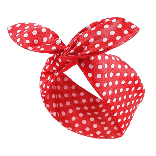 Fiyooau Red and White Polka Dot Bandana Vintage Wired Hairband with Twist Bow Wide Rosie the Riveter Headband Retro 50s Accessories for Women Girls