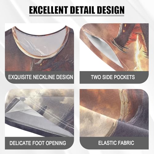 ALAZA Dragon Cloud Funny Pajamas Set Short Sleeve Cotton Sleepwear Summer Pjs 2 Piece 5-14Y4