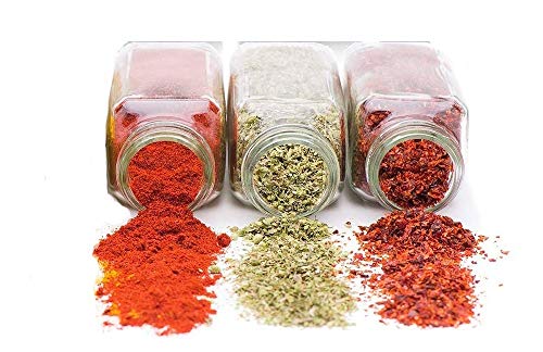 Image of Machak Square Glass Jar Spice Container Salt & Pepper Shaker Set, 120ml (Set of 6)
