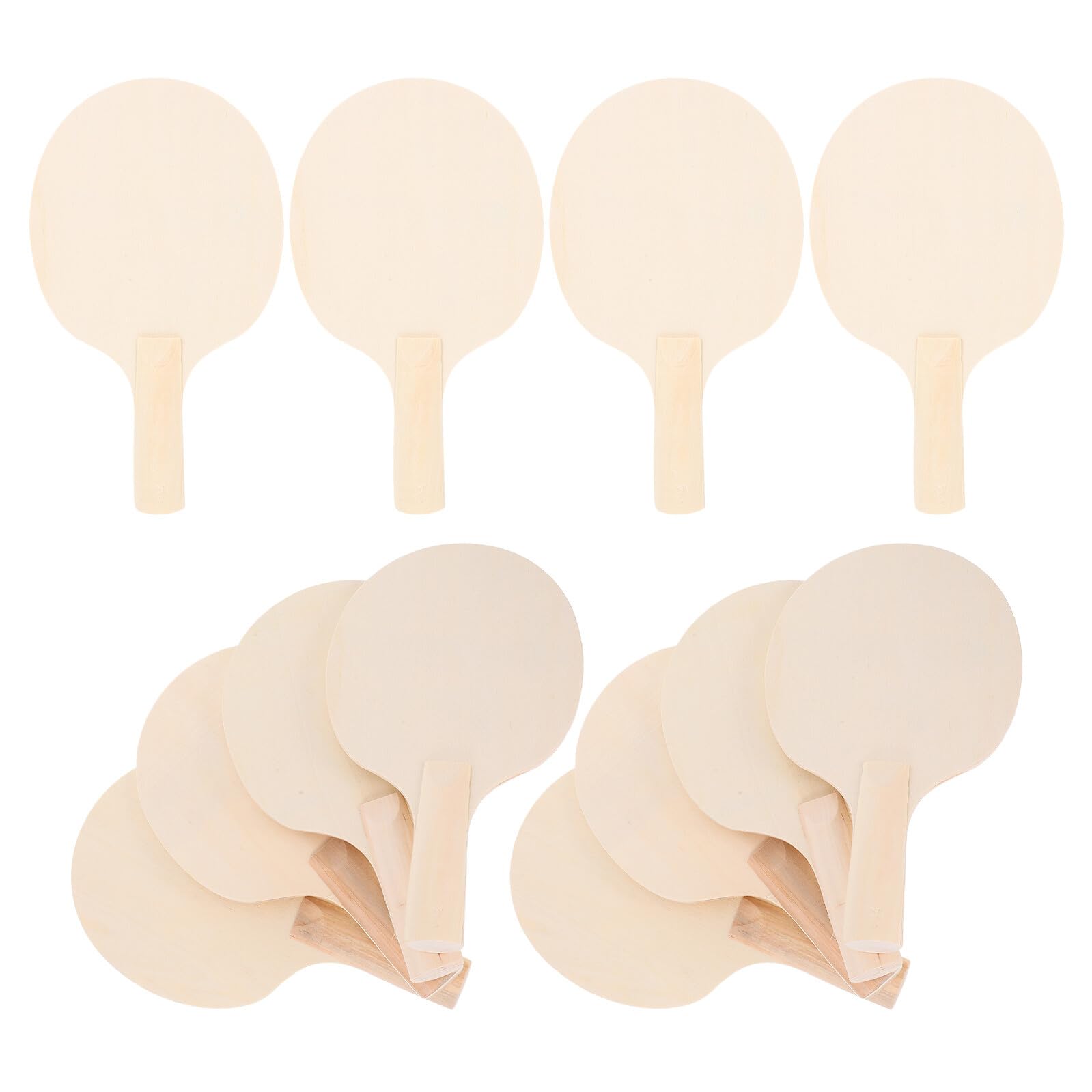 Healifty Paletas de Madera para Ping Pong 25x15 Cm, 12 Unidades sin Pintar para Manualidades y Entrenamiento, Raquetas Personalizables de Tenis de Mesa para Interior y Exterior