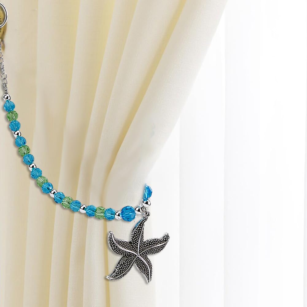 Vobajf Décoratifs Rideaux Retenues 1 Paire D'étriers De Rideaux De Style étoile De Mer, Installation Libre, Clips De Rideau Sans Perforation Pour La Chambre à Coucher, Salon Rideau Embrasses