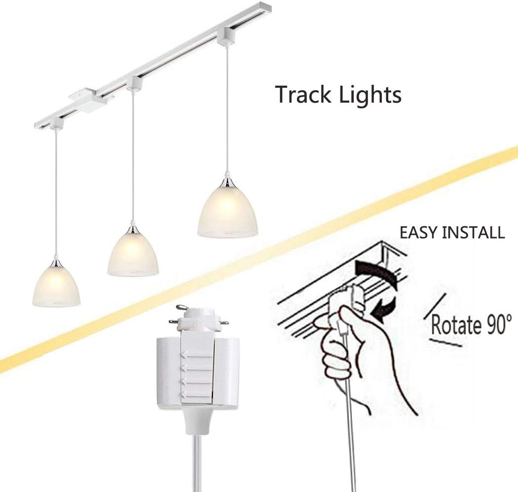 Kiven 3-Lights H-Type Track Light, Dimmable Track Mount Pendant Lighting Fixtures w/Frosted White Finish Glass Shade