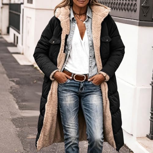 YMADREIG Womens Long Winter Coats Reversible Fleece Lined Puffer Jacket - image 3