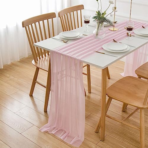 AOKSUNOVA Chiffon Table Runner Wedding Terracotta Table Runner Outdoor Table Decoration