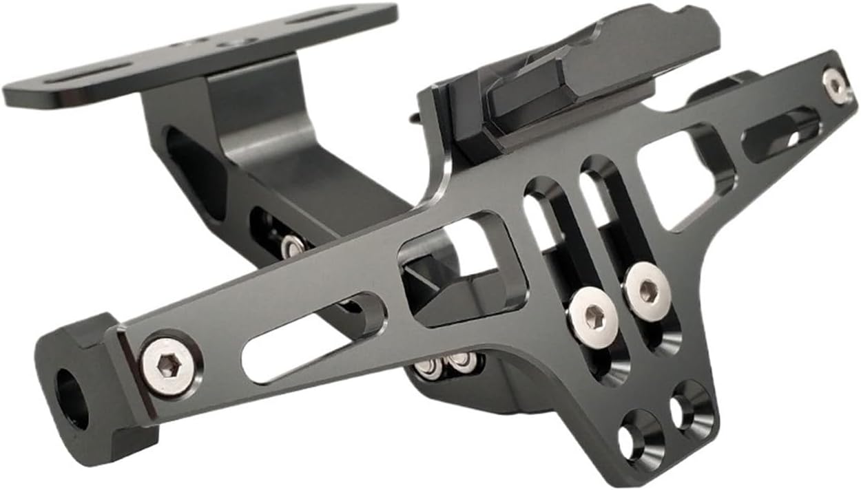 dengpandianzi Compatible with Yamaha Xt 600 Mt10 Mt 09 Tracer Suzuki Drz/LTZ 400 CNC Motorcycle License Number Plate Frame Holder Bracket with LED Signal(Gray)